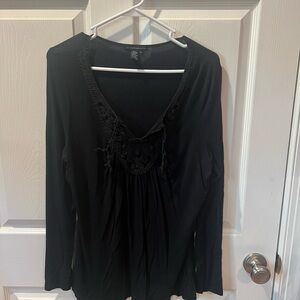 Black Lace Trim Women's Top